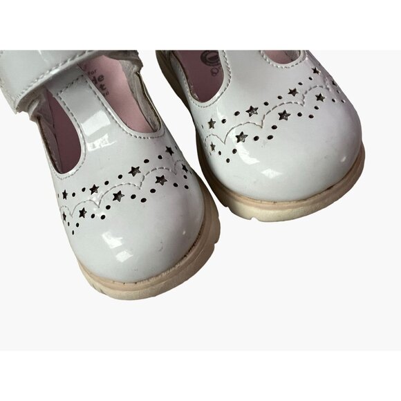 Stride Rite 360 Size 7 Girls Lacey Mary Jane White Patent Velcro Shoe 2 Sets ava - Picture 8 of 12